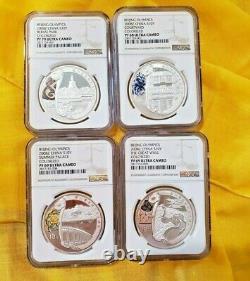 Silver Coin 2008 Beijing Olympics Colorized Set Of 4 Ngc Proof Ultra Cameo
