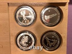 Spain Barcelona 1992 Olympic 4 coin 2000PTAS Silver Proof Set OGP b19a