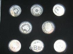 Sydney 2000 Silver Olympic Coin Sets. 8 Proof Coins. Ltd Ed 100K. Leather Case