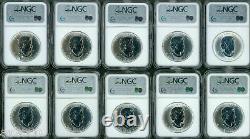 TEN (10) 2008 CANADA MAPLE LEAF 1 Oz S$5 SILVER VANCOUVER 2010 OLYMPICS NGC MS69