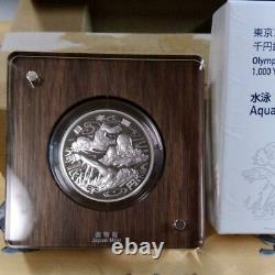 Tokyo 2020 Olympic Aquatics 1000Yen Commemorative Silver Proof Coin Swimming box