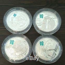 UNS Proof set! , 2012 London Olympics 5pounds 92.5% Silver 4 Color Coins with CoA