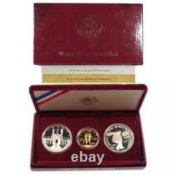 US 1983-1984 Los Angeles Olympics 3-Coin Proof Set Gold and Silver Coins