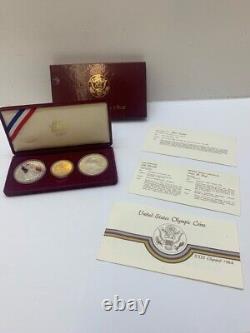 US 1983-1984 Los Angeles Olympics 3-Coin Proof Set Gold and Silver Coins