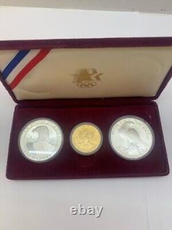 US 1983-1984 Los Angeles Olympics 3-Coin Proof Set Gold and Silver Coins