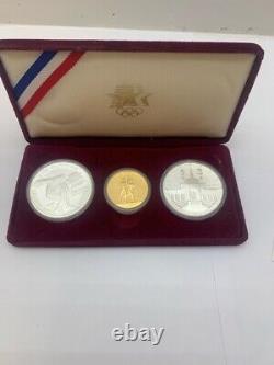 US 1983-1984 Los Angeles Olympics 3-Coin Proof Set Gold and Silver Coins