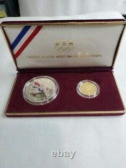 US 1988 silver dollar and gold five dollar coin Olympic set