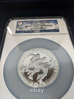 US 2014 USOC Olympic Winter Game Speed Skating 5oz Silver Medal NGC GEM PROOF
