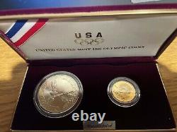 US Mint 1988 Olympic Coin Set Uncirculated Silver And Five Dollar Gold Coin COA