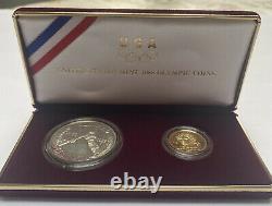 US Mint 1988 Olympic Coins Proof Set Silver Dollar And Five Dollar Gold Coin COA