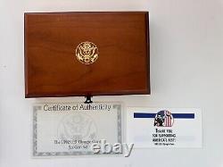 US Mint 1992 Olympic 6 Coin Set, Silver and Gold Proof & Unc coins with COA