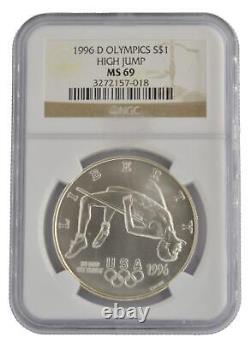 US Mint 1996-D Olympics High Jump $1 Silver Commemorative Coin NGC Graded MS69