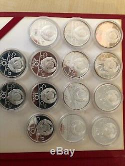 USSR Russia 1980 Moscow Olympics 28 Coin Set Silver Red Box