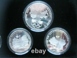 USSR Russia 1980 Moscow Olympics Silver 1977 5 & 10 Rubles 6 Coin Set Cased
