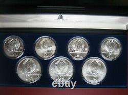 USSR Russia 1980 Moscow Olympics Silver 1980 UNC 5 & 10 Rubles 7 Coin Set