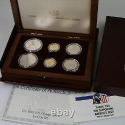 United States Mint 1992 Olympic Coins 6 Coin Set Gold & Silver OGP