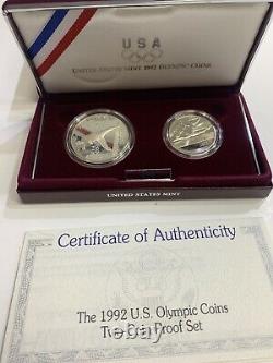 United States Mint 1992 Olympic Coins Two-coin Proof Set Baseball/gymnastic Box