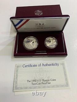 United States Mint 1992 Olympic Coins Two-coin Proof Set Baseball/gymnastic Box
