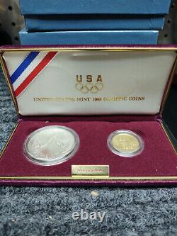 United States Mint Olympic Coins 1988 (Silver dollar and $5 Gold Coin, COA)