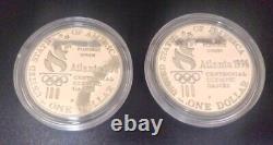 Us 1996-p Olympic High Jump & Rowing 2-coin $1 Set Rc1223ms (drp010793)