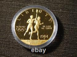 Us Mint Olympic 1983-84 3 Coin $10 West Pt Gold & 2 Silver Dollars Proof Set