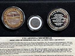 Uss Arizona Memorial 40th Anniversary & Japan Surrender Commemorative 3 Coin Set