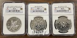 Vancouver Canada 3 coin set, 2010 Olympics Silver $5 NGC MS 69