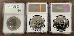 Vancouver Canada 3 coin set, 2010 Olympics Silver $5 NGC MS 69