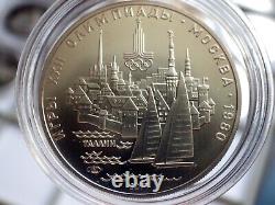Vintage USSR Soviet Russia Moscow Olympic 1980 TALLINN Silver Coin 5 Rouble 1977