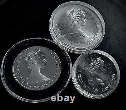X3 Canada 1985 $1 100th Anni. 50% & 1976 $5-$10 Olympic Games. 925 SILVER Coins
