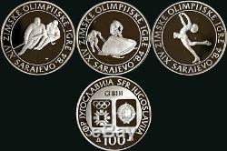 Yugoslavia 1983 1984 Olympics Silver Proof 100 250 500 Dinara 36 Coin Lot